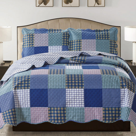 Suzy 3 Piece Quilt Set - Blue